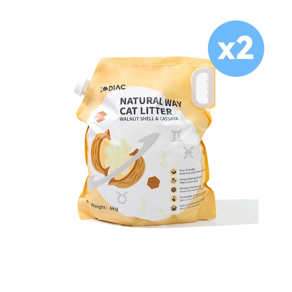 ZODIAC Natural Way Walnut Shell & Cassava Cat Litter 6Kgx2CassavaCat suppliesWoofy and Whiskers